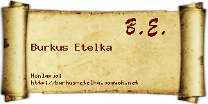 Burkus Etelka névjegykártya